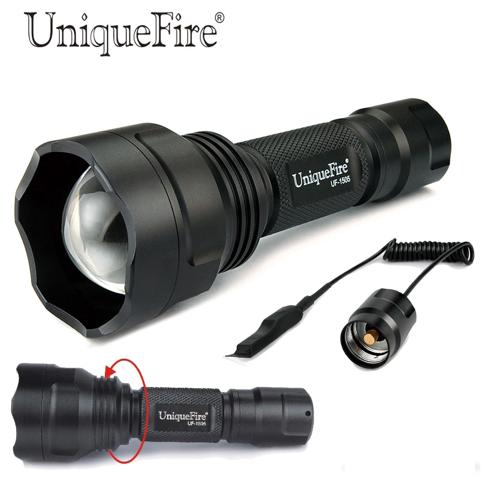UniqueFire 1505 XRE 3 режима фонарик зеленый/красный/белый светодиодный свет охотничья лампа факел + дистанционное давление для охоты, трипинг
UniqueFire 1505 XRE 3 режима фонарик зеленый/красный/белый светодиодный свет охотничья лампа факел + дистанционное давление для охоты, трипинг
