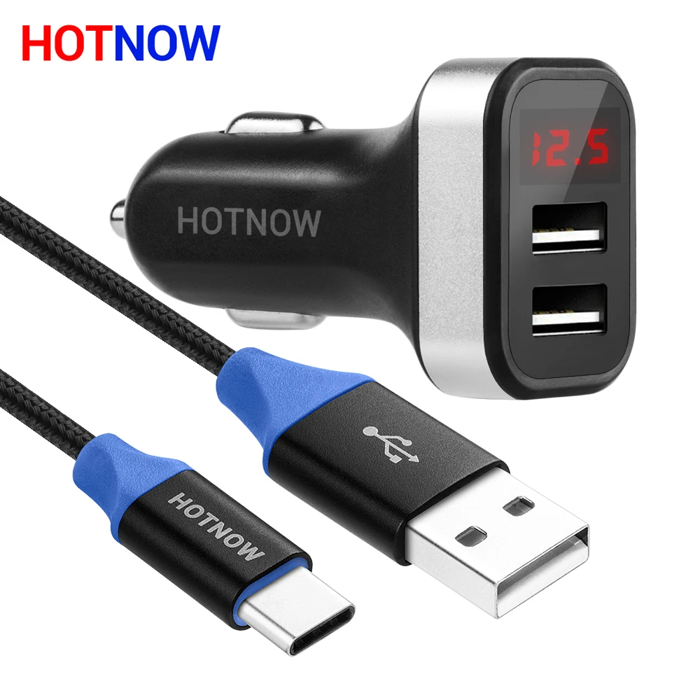 HOTNOW 5V 3.1A автомобильное зарядное устройство со светодиодным экраном Смарт авто