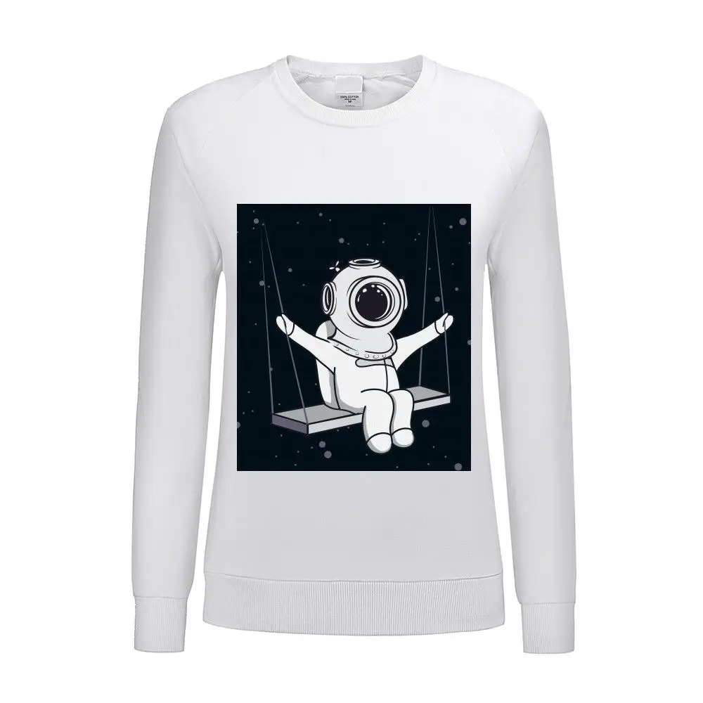 Толстовка для женщин белый астронавт Rolling Moon Prinetd 100% Хлопок Уличная Harajuku Pollover sudadera