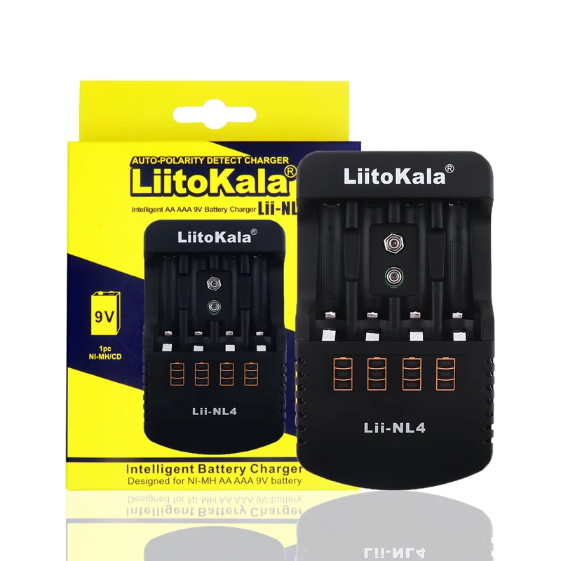 

100% LiitoKala Lii-NL4 1.2V AA AAA 9V Battery Charger Ni-MH Ni-Cd Rechargeable Batteries Wall Desk Charging Chargers for Travel