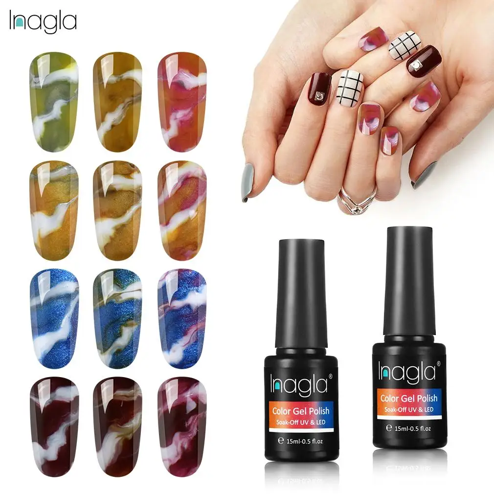 Inagla 15 мл Soak Off Сменные УФ гель лак для ногтей и светодиодный лампы стойкий База Top