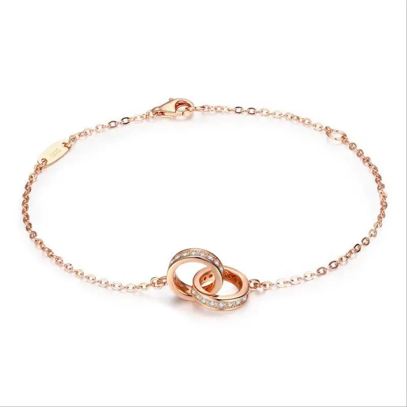 

Trendy 925 Sterling Silver Bracelets For Girls Jewelry Shining Cubic Zirconia Rose Gold Bracelets Women Romantic Hand Acessories