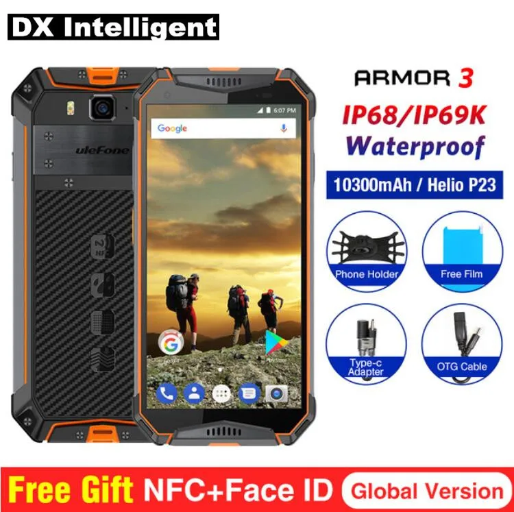 Ulefone Броня 3 10300 мАч 21MP смартфон IP69K IP68 Водонепроницаемый 5 7 "FHD MT6763 Octa Core 4 GB 64 NFC