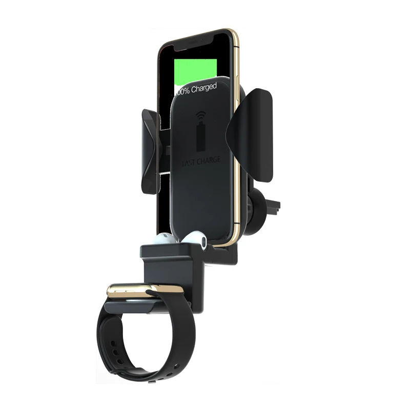 3 в 1 автомобильное беспроводное зарядное устройство для AirPods Apple Watch 4 2 быстрая