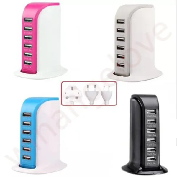 6 usb-портов зарядная станция 30 Вт 5В 6А Eu & US UK Usb настенное зарядное устройство