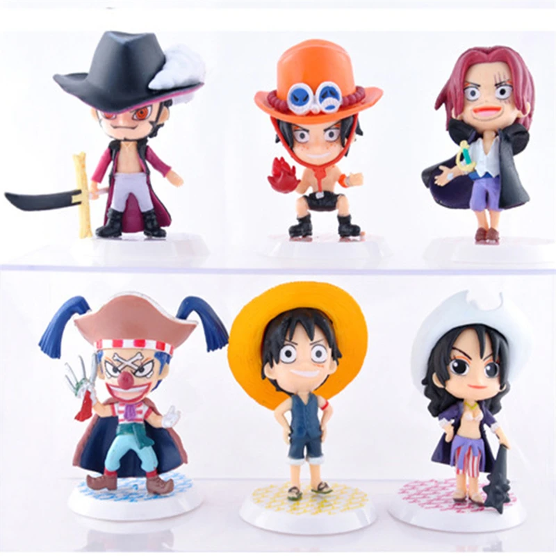 Cute Anime One Piece Luffy Ace Shanks Robin Buggy Mihawk PVC Action Figures Collection Model Toys Doll 8cm 6pcs/set
Cute Anime One Piece Luffy Ace Shanks Robin Buggy Mihawk PVC Action Figures Collection Model Toys Doll 8cm 6pcs/set