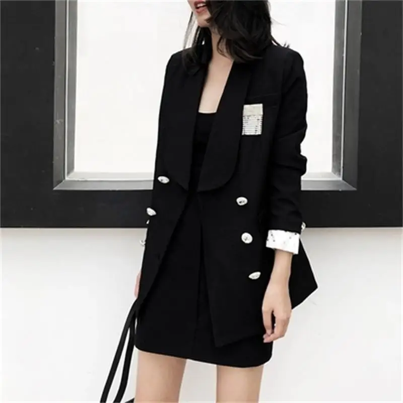 Fashion Blazers female jacket coat women New spring High-end double-breasted black professional suit women Blazers
Fashion Blazers female jacket coat women New spring High-end double-breasted black professional suit women Blazers