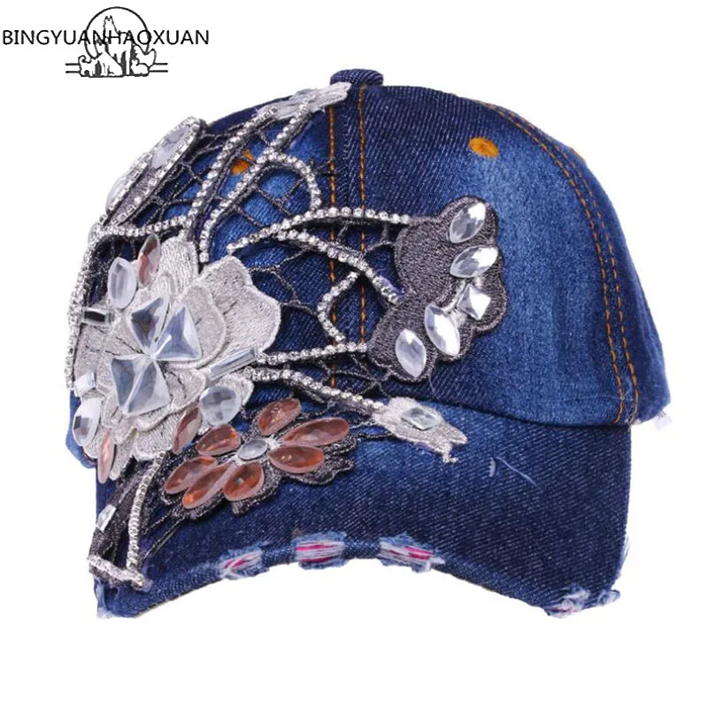 BINGYUANHAOXUAN 2018 Women Floral Embroidery Baseball Caps Denim Diamond Tip Hip Hop Hat Brand Lady SummerFashion Adjustable Cap
BINGYUANHAOXUAN 2018 Women Floral Embroidery Baseball Caps Denim Diamond Tip Hip Hop Hat Brand Lady SummerFashion Adjustable Cap