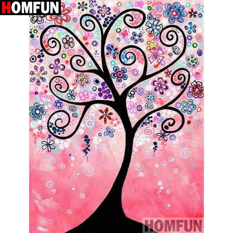 Алмазная 5d-картина HOMFUN цветное дерево вышивка крестиком с полными