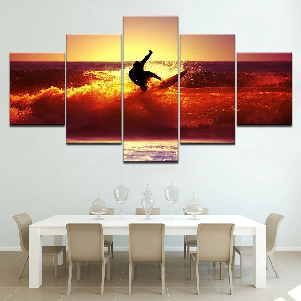 Surfing on the sea golden sunset 5 Panels HD Print Wall Art modern Modular Poster art Canvas painting for Living Room Home Decor
Surfing on the sea golden sunset 5 Panels HD Print Wall Art modern Modular Poster art Canvas painting for Living Room Home Decor