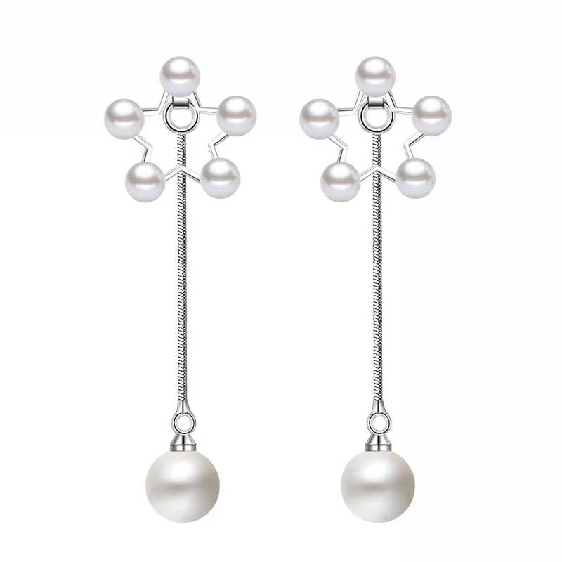 100% 925 sterling silver fashion pearl star ladies`long stud earrings women jewelry female Christmas gift wholesale
100% 925 sterling silver fashion pearl star ladies`long stud earrings women jewelry female Christmas gift wholesale