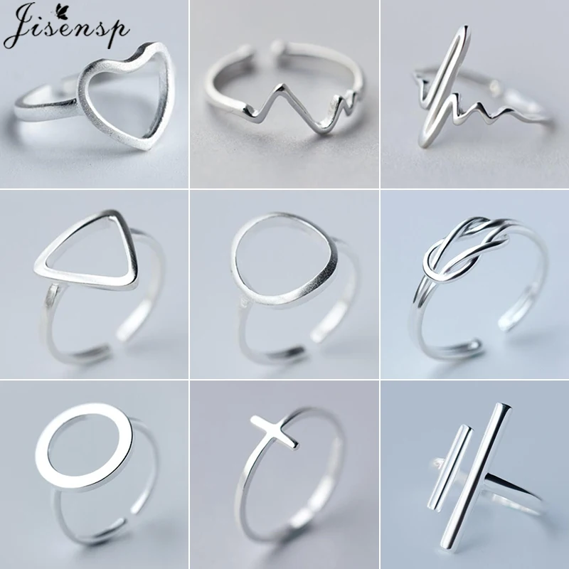 Jisensp Minimalist Jewelry Silver Color Geometric Rings for Women Adjustable Round Triangle Heartbeat Finger Ring bague femme
Jisensp Minimalist Jewelry Silver Color Geometric Rings for Women Adjustable Round Triangle Heartbeat Finger Ring bague femme