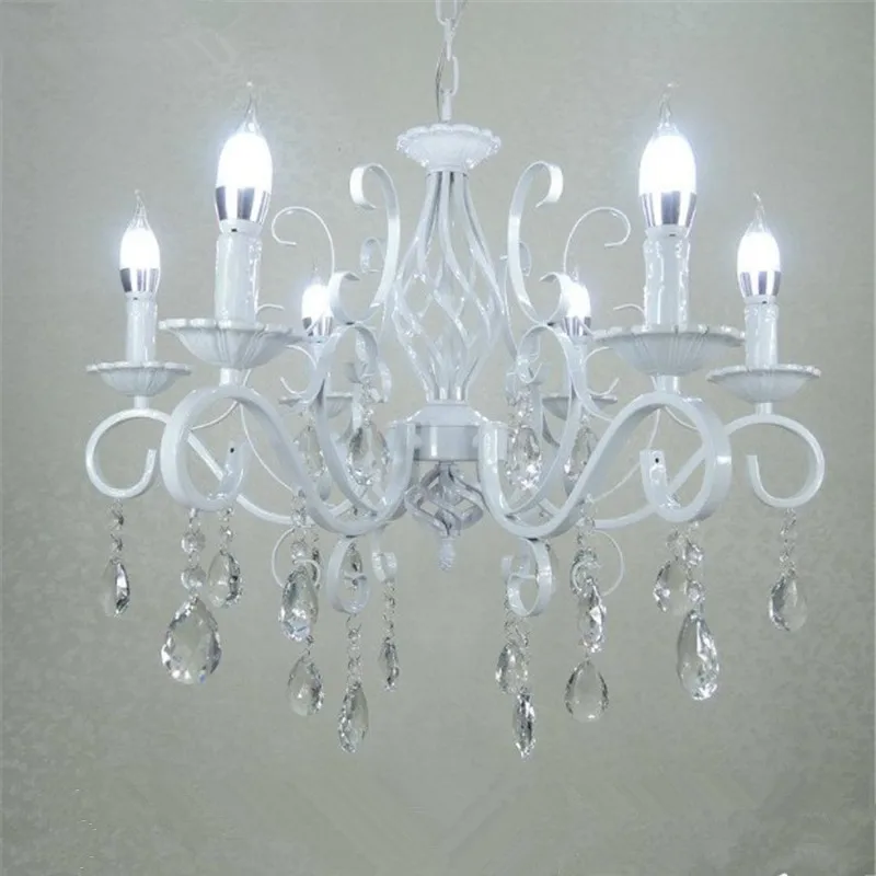 Vintage Wrought Iron Crystal Chandelier E14 Candle Lights Lighting Fixture Retro White Metal Crystal Ceiling Lamp
Vintage Wrought Iron Crystal Chandelier E14 Candle Lights Lighting Fixture Retro White Metal Crystal Ceiling Lamp