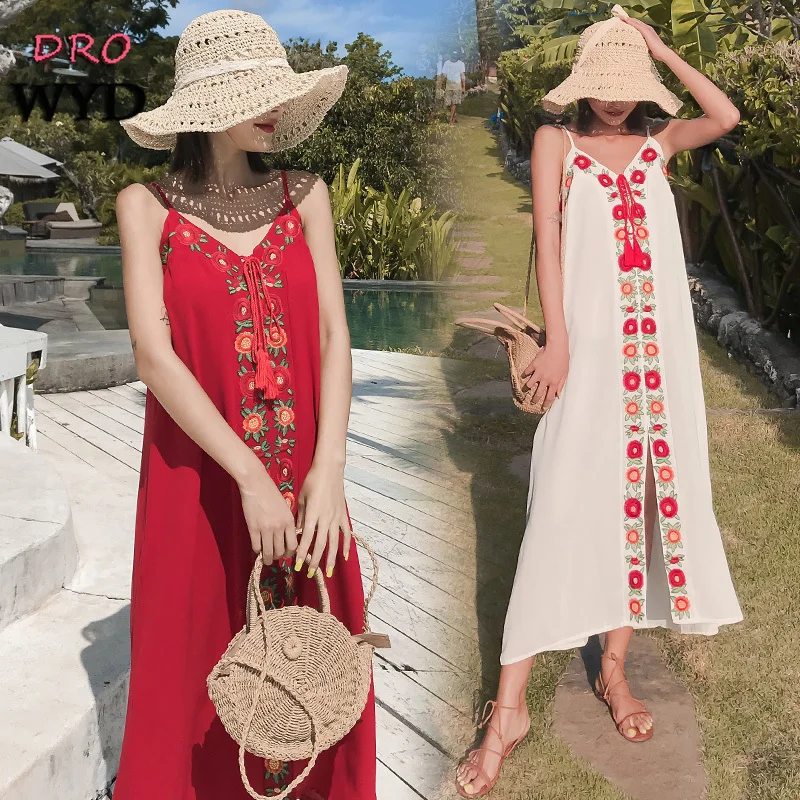 Beach Sexy Embroidered Maxi Sling Dress for Women Sundress Casual Loose Red Boho V-neck Bodycon Club Party Midi Dresses Vestidos
Beach Sexy Embroidered Maxi Sling Dress for Women Sundress Casual Loose Red Boho V-neck Bodycon Club Party Midi Dresses Vestidos