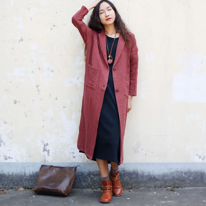 Trench Coat for Women Cotton Linen Vintage Long Coat Solid Women Trench Coat Winter Casual Loose PLus Size
Trench Coat for Women Cotton Linen Vintage Long Coat Solid Women Trench Coat Winter Casual Loose PLus Size