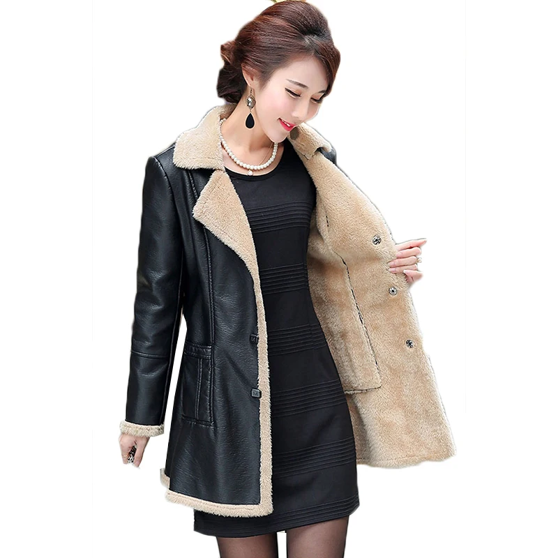 Women Faux Leather Lambs Wool Coat Female Long Thick Warm Shearling Coats Suede Leather Jackets Autumn Winter Female Outerwear
Women Faux Leather Lambs Wool Coat Female Long Thick Warm Shearling Coats Suede Leather Jackets Autumn Winter Female Outerwear