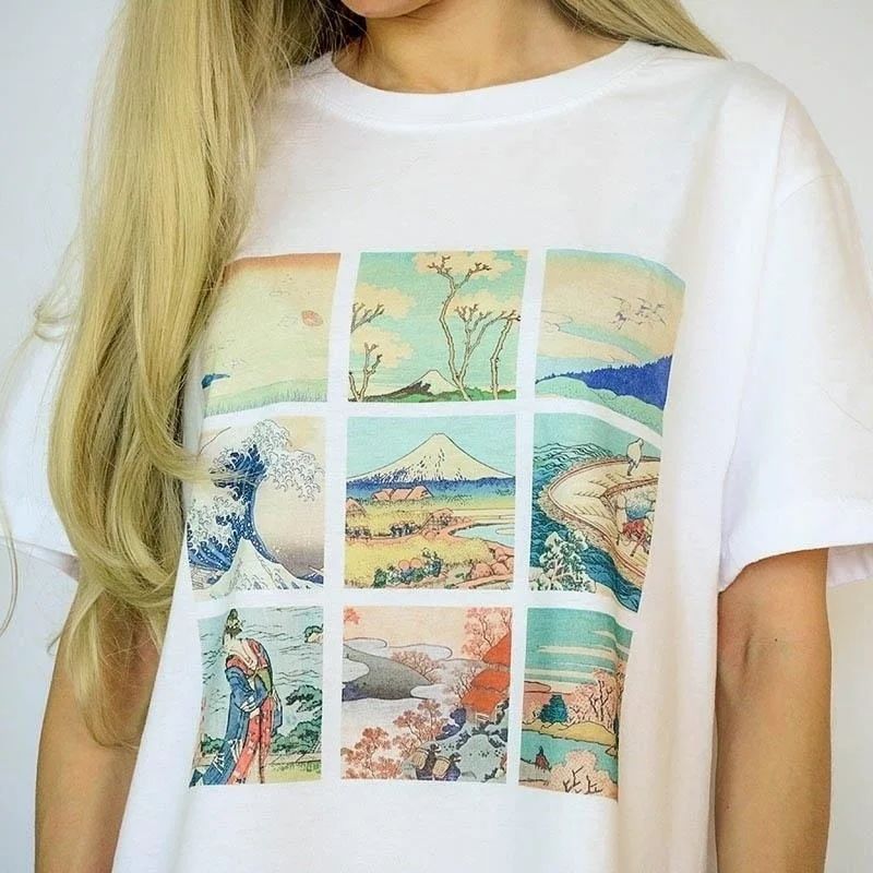 Fashionsow-JF Katsushika Hokusai Painting T Shirt Japanese Vintage Style Tees Women Short Sleeve 3D Printed Tee Tops
Fashionsow-JF Katsushika Hokusai Painting T Shirt Japanese Vintage Style Tees Women Short Sleeve 3D Printed Tee Tops