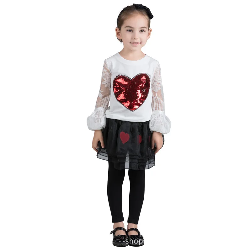 Girls 2019 spring and autumn dress lace two-color love sequins white shirt long-sleeved T-shirt
Girls 2019 spring and autumn dress lace two-color love sequins white shirt long-sleeved T-shirt