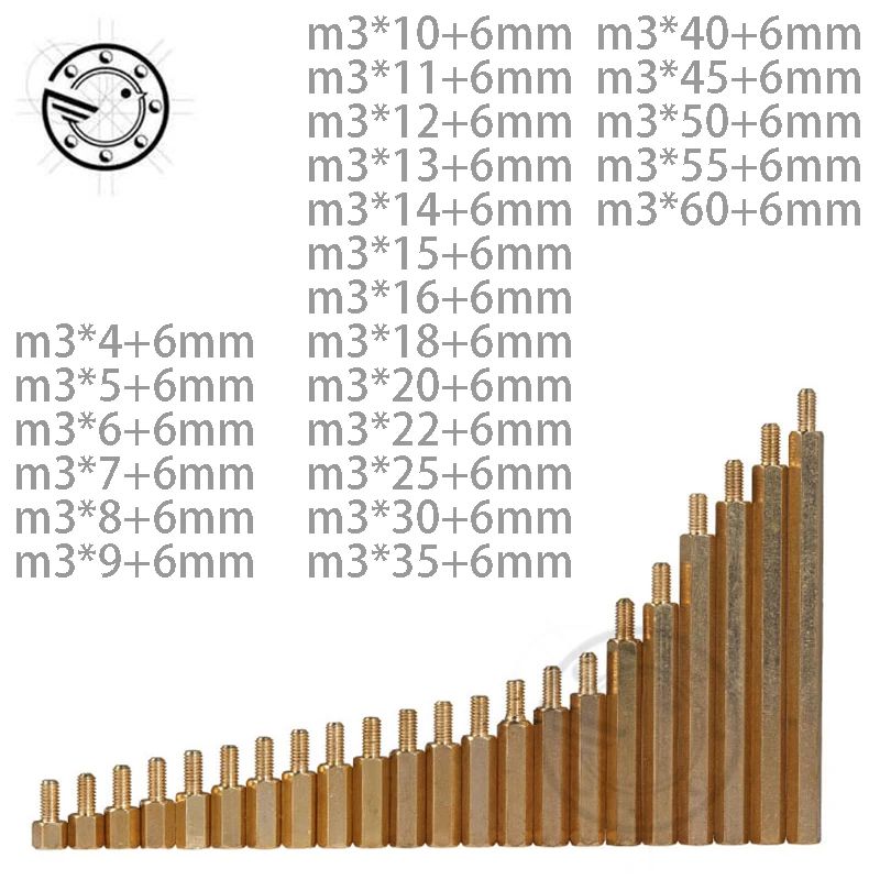 M3 Male 6 мм x Female 4 60 латунная стойка разделитель (4 60)+ медных шестигранных штифтов