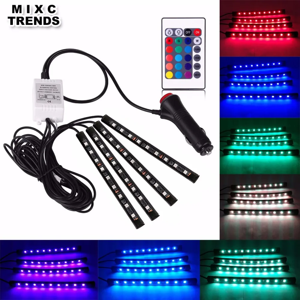 MIXCTRENDS Wireless Remote Control Car RGB LED Strip Light 16 Colors Car Styling Decorative Atmosphere Lamps Car Interior Light
MIXCTRENDS Wireless Remote Control Car RGB LED Strip Light 16 Colors Car Styling Decorative Atmosphere Lamps Car Interior Light