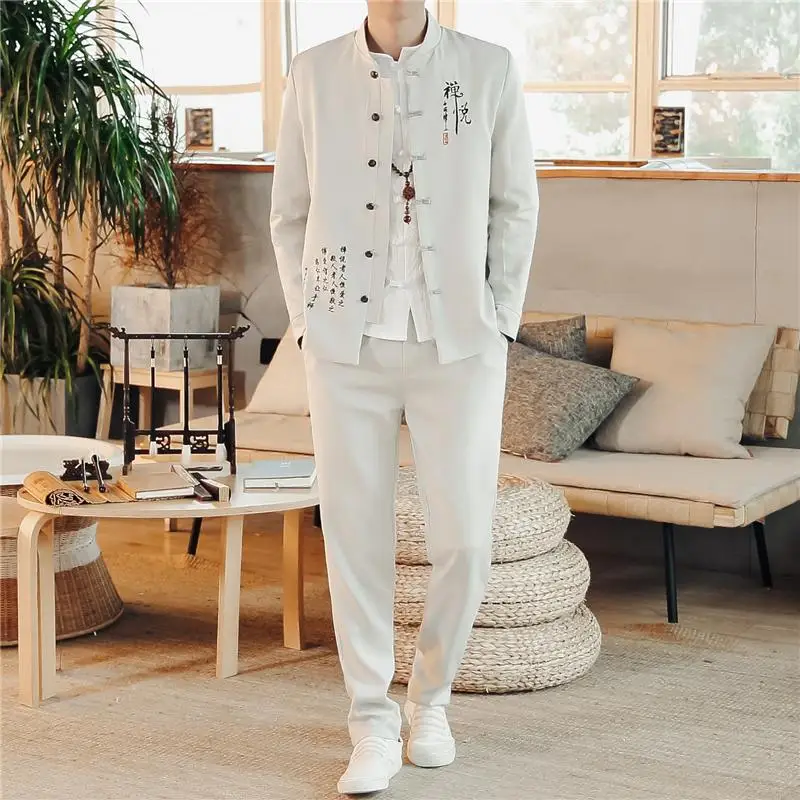 LOLDEAL Chinese Style Stand Collar Suit Men's Retro Vintage Embroidery Chinese Tunic Suit Blazer+Pants Male
LOLDEAL Chinese Style Stand Collar Suit Men's Retro Vintage Embroidery Chinese Tunic Suit Blazer+Pants Male
