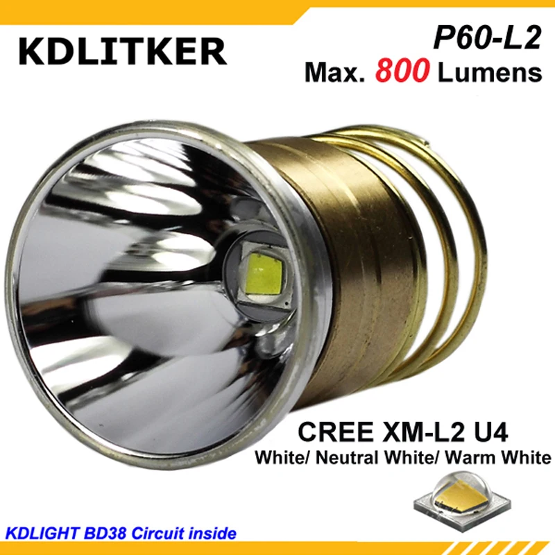

KDLITKER P6-L2 Cree XM-L2 800 Lumens 3V - 9V LED P60 Drop-in Module (Dia. 26.5mm)