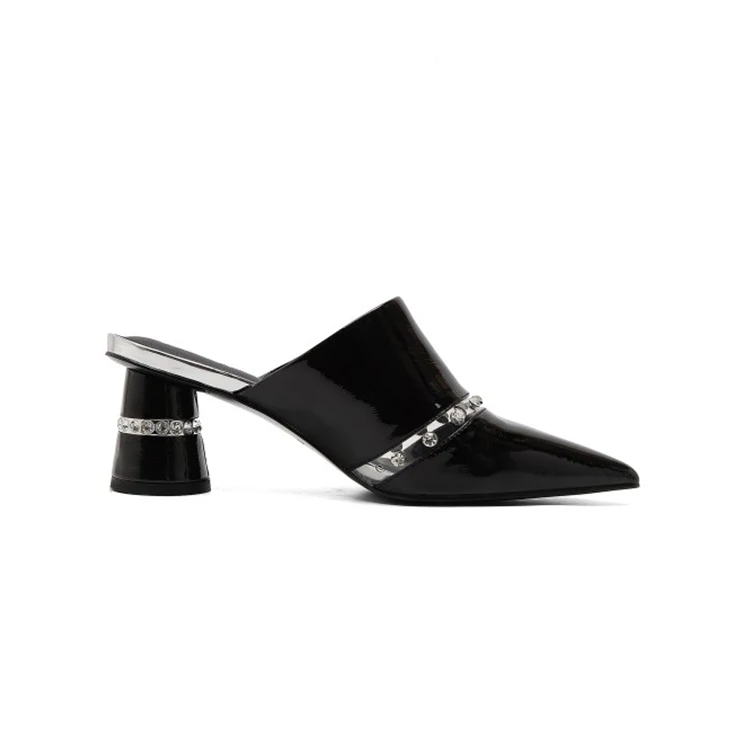 MLJUESE 2019 women slippers Cow leather summer pointed toe black color crystal round heel beaches sandals party dress
MLJUESE 2019 women slippers Cow leather summer pointed toe black color crystal round heel beaches sandals party dress
