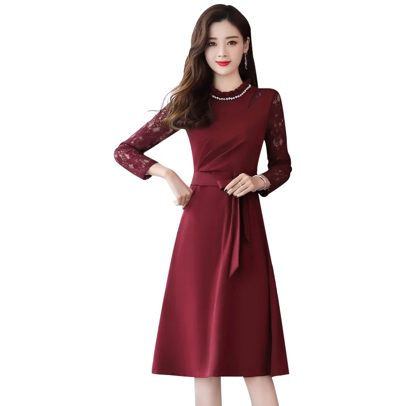 2019 New Women's Spring Temperament Ladie Dresses Laces Dress Long Korean Version Autumn Winter Female Fashion thin Trend Inside
2019 New Women's Spring Temperament Ladie Dresses Laces Dress Long Korean Version Autumn Winter Female Fashion thin Trend Inside
