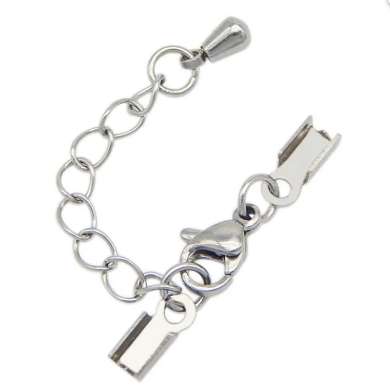 5sets Flat Leather Cord Necklace Lobster Clasps With Extended Chain Dia 3mm Stainless Steel Connectors For Jewelry Making F3893
5sets Flat Leather Cord Necklace Lobster Clasps With Extended Chain Dia 3mm Stainless Steel Connectors For Jewelry Making F3893