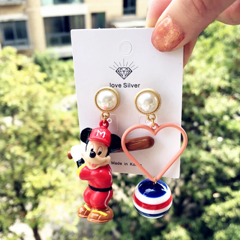 Disney Микки девушка аксессуары для волос Серьги Мультфильм Дети Стад Наборы Новый