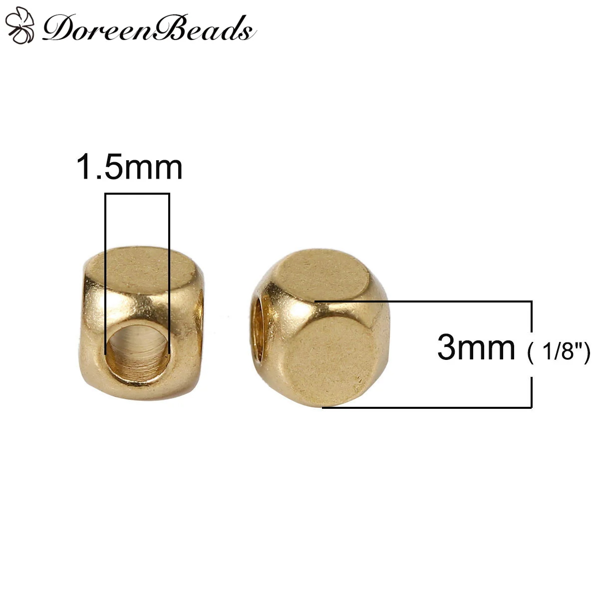 DoreenBeads Brass Spacer Beads Cube Color About 3mm( 1/8") x Hole: Approx 1.5mm 500 PCs | Украшения и аксессуары
