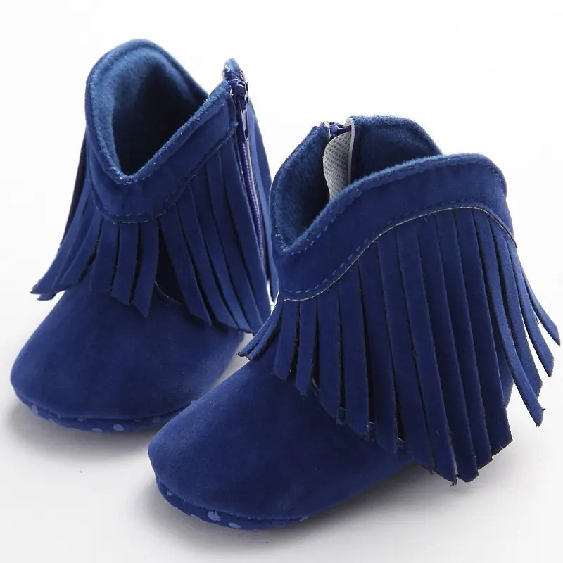 Baby Shoes Infant Soft Soled Anti-slip Boots Booties Baby Boots Girl Boy Kids Solid Fringe Shoes Hot
