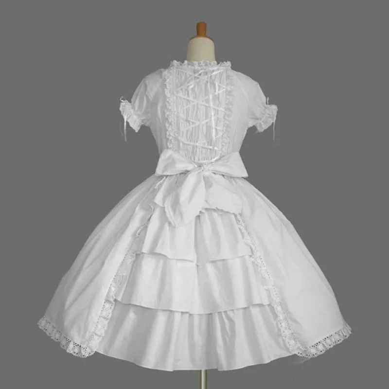 18th Century Sweet Lolita Dresses Short Sleeve White and Black Cotton Bow Cosplay Ball Gowns Costume For Girl
18th Century Sweet Lolita Dresses Short Sleeve White and Black Cotton Bow Cosplay Ball Gowns Costume For Girl