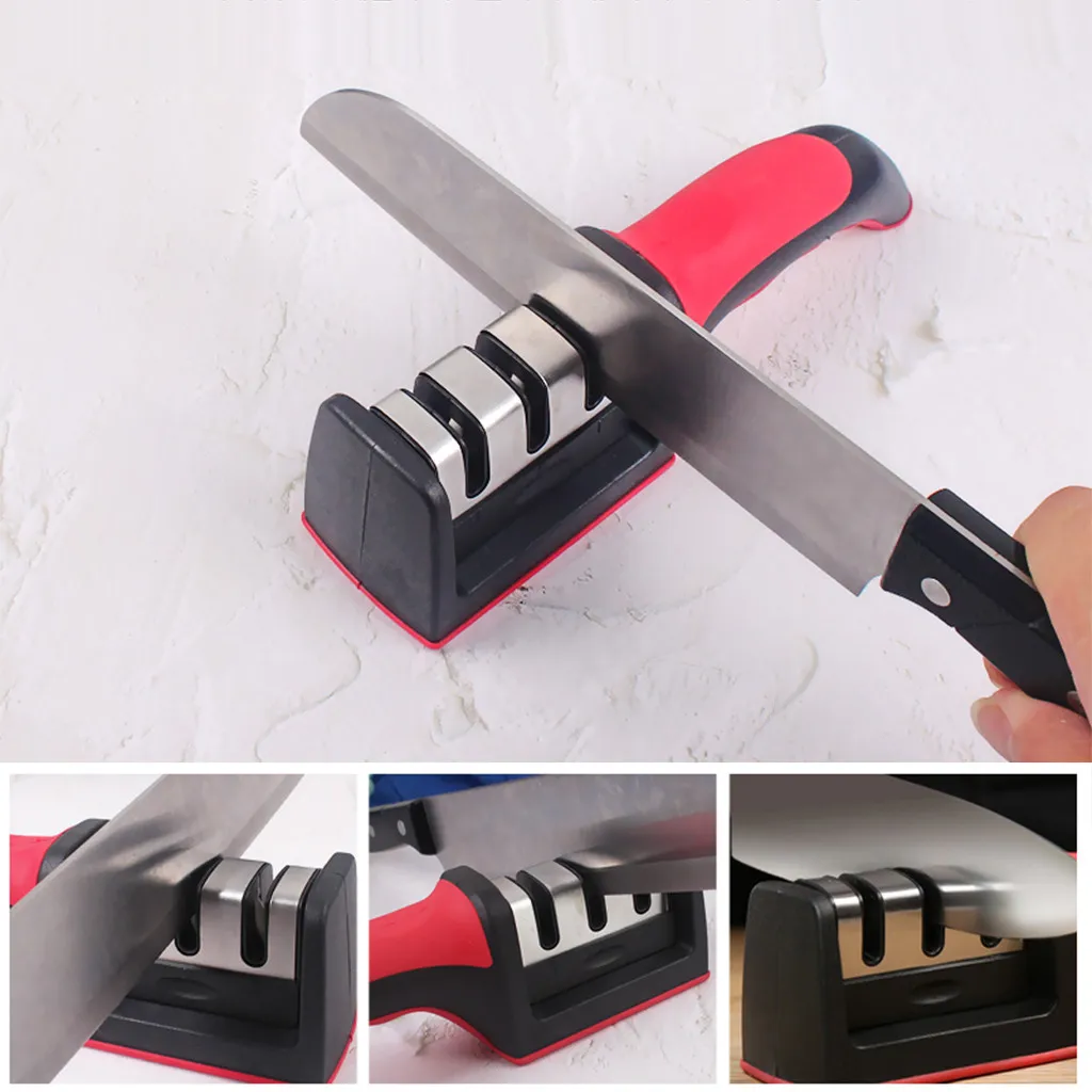 Фото Точилка для кухни прямых и зубчатых ножей 3 стадии с диомандскими абразивными
