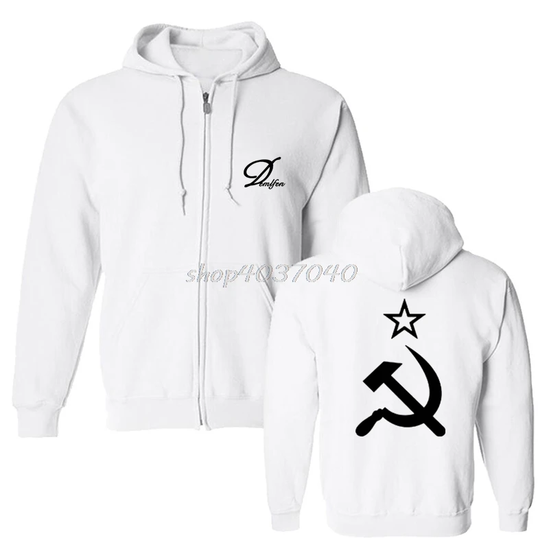Men Cotton Hoodies Soviet Flag Hammer And Sickle Communist Communism USSR CCCP Coat Sweatshirts | Мужская одежда