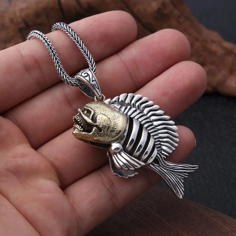 2019 Punk Fashion Pendant 100% 925 Sterling silver Jewelry Men Women Hollow Piranha Skull Necklace Pendant Jewelry making P19
2019 Punk Fashion Pendant 100% 925 Sterling silver Jewelry Men Women Hollow Piranha Skull Necklace Pendant Jewelry making P19