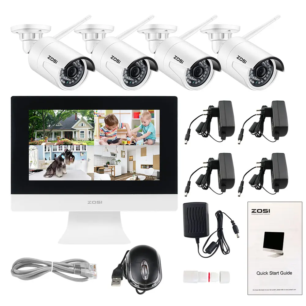 ZOSI 960P Wireless NVR Kit 10" LCD Monitor 1.3MP Wifi IP Camera 960P CCTV Camera Home Security System Surveillance Kit 500GB
ZOSI 960P Wireless NVR Kit 10" LCD Monitor 1.3MP Wifi IP Camera 960P CCTV Camera Home Security System Surveillance Kit 500GB