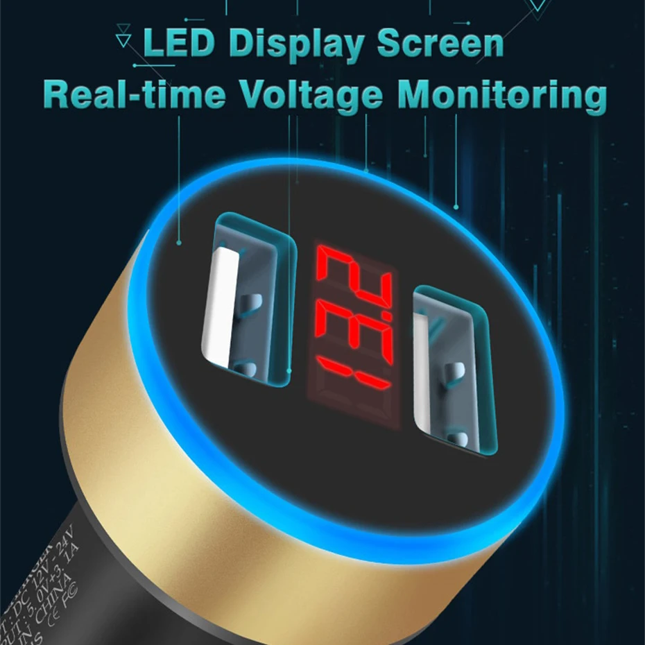 50pcs/lot 3.1A 5V Dual USB Car Charger 3x6cm LED Display Quick Charging Smart Protection Fuse Car Charger for Moblie Phone SY027
50pcs/lot 3.1A 5V Dual USB Car Charger 3x6cm LED Display Quick Charging Smart Protection Fuse Car Charger for Moblie Phone SY027