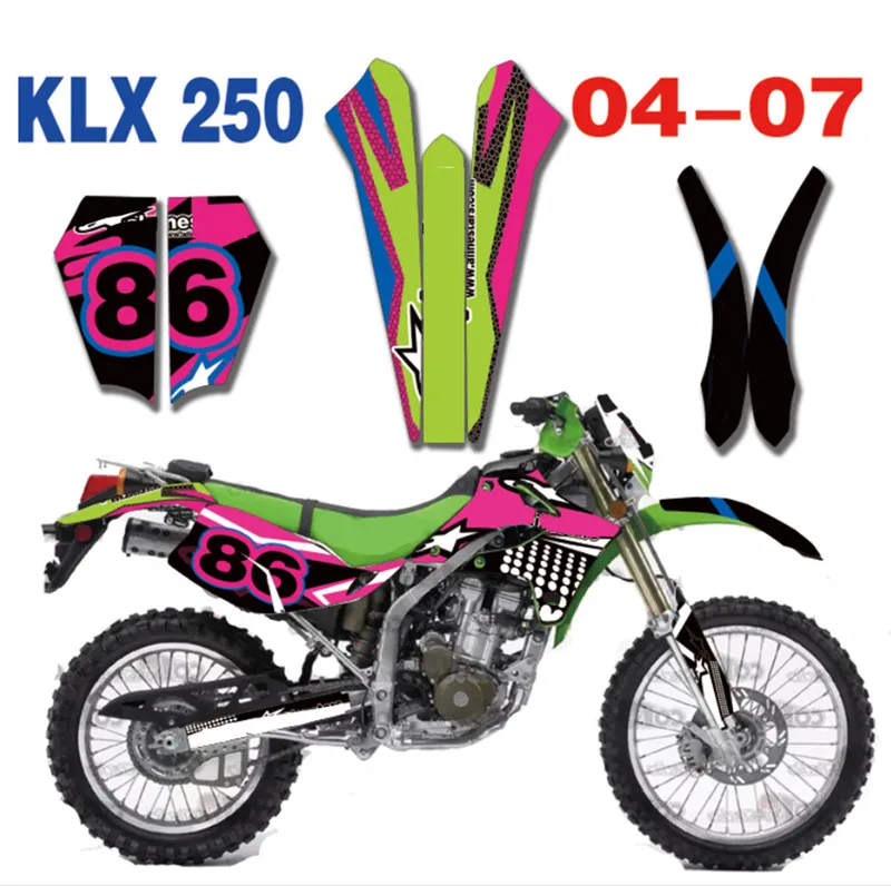 Мотоцикл Велосипед графика наклейки Фоновые для Kawasaki KLX250 KL250X KLX 250 2004 2003 2005 2006