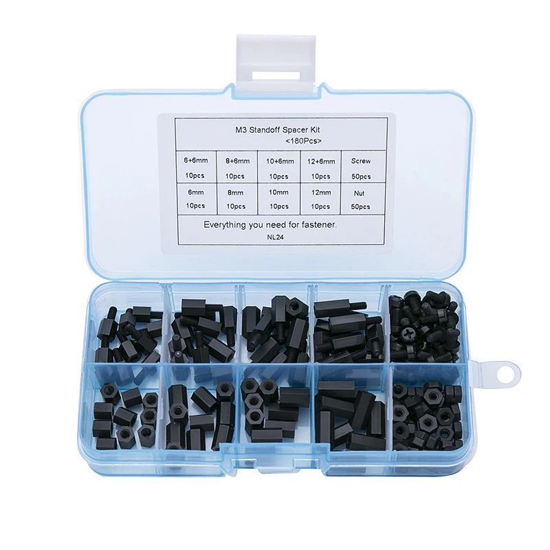 180Pcs/set single pass, six angle isolation column, plastic two-way nylon column support column, PC plate spacer screw M3
180Pcs/set single pass, six angle isolation column, plastic two-way nylon column support column, PC plate spacer screw M3