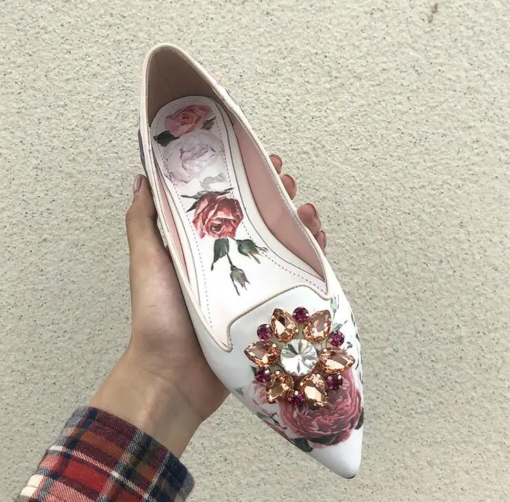 New Rose Flower Print Rhinestone Pointed Toe Flat Shoes Leather Diamond Flower Elegant Soft Shoes Women's Shoes Spring Summer
New Rose Flower Print Rhinestone Pointed Toe Flat Shoes Leather Diamond Flower Elegant Soft Shoes Women's Shoes Spring Summer