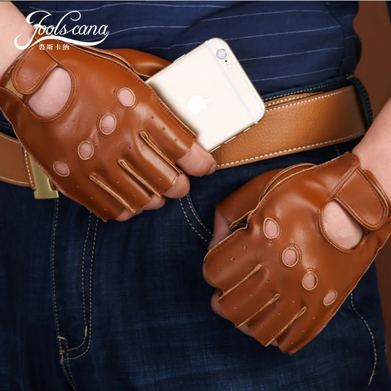 Joolscana spring Mens Genuine Leather Fingerless Gloves Black brown Half Finger gym Workout Fitness Driving Male Gloves fall
Joolscana spring Mens Genuine Leather Fingerless Gloves Black brown Half Finger gym Workout Fitness Driving Male Gloves fall