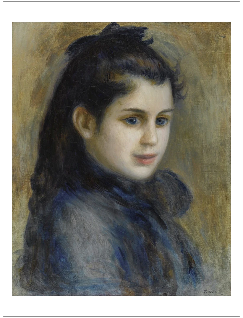 

Pierre Auguste Renoir - The Head of Young Girl, 1875 Canvas paintings frameless portrait paintings masterpiece reproduction