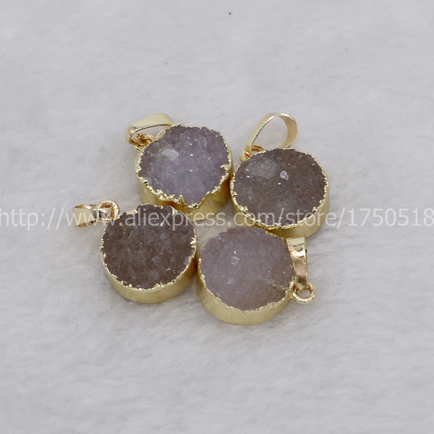 Натуральный druzy Кулон бусины из жеоды круглые камни Друза Шарм смешанные цвета