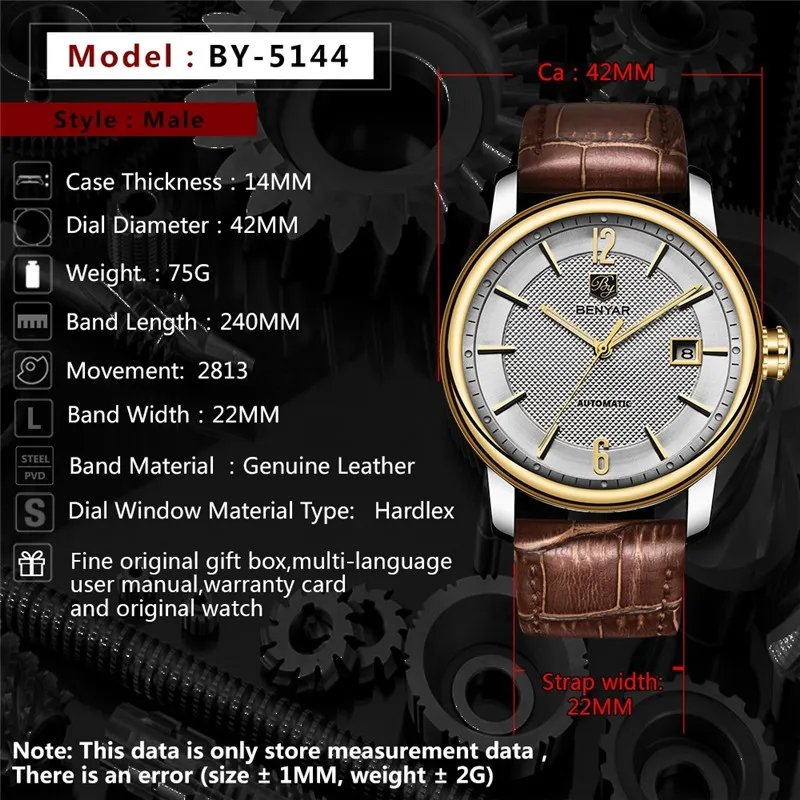 BENYAR Top Brand Luxury Automatic Machinery Men Watch Casual Fashion Military Men's Waterproof Leather Watches Relogio Masculino
BENYAR Top Brand Luxury Automatic Machinery Men Watch Casual Fashion Military Men's Waterproof Leather Watches Relogio Masculino