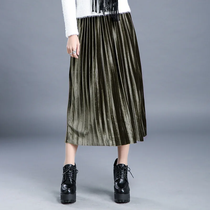 2017 new Spring summer Long Velvet Elastic Waist Pleated Skirts Women New Fashion Streetwear 5 Colors high quality
2017 new Spring summer Long Velvet Elastic Waist Pleated Skirts Women New Fashion Streetwear 5 Colors high quality