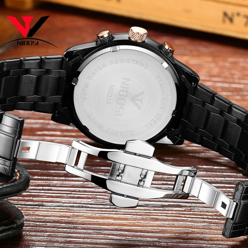 NIBOSI Men's Watch Classic Luxury Fashion Quartz Chronograph All Steel Waterproof Clock Relogio Masculino | Наручные часы