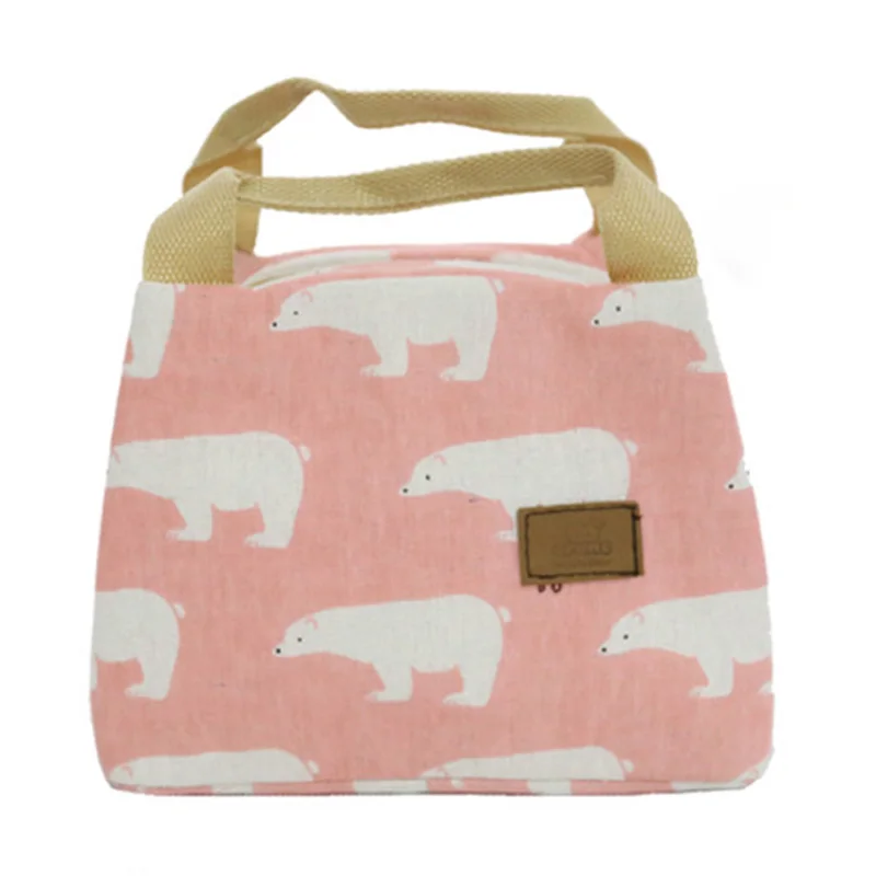 Women Thermal Food Picnic Lunch Boxes Portable Insulated Canvas Bag Flamingo Print Bags Tote Cooler | Багаж и сумки