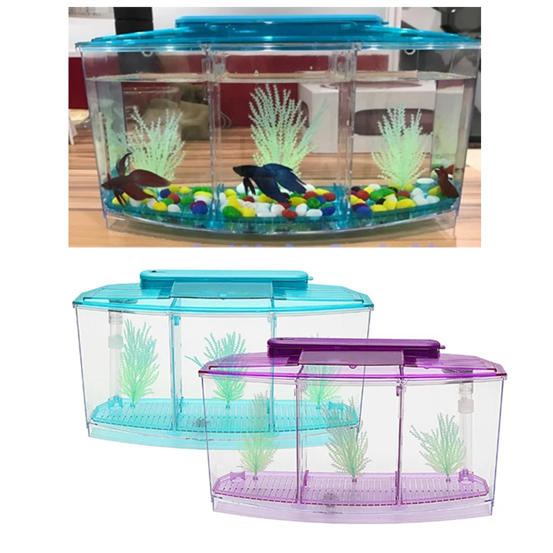 DIY Betta Fish бак нерестилище 2 цвета перегородка аквариум водная трава орнамент на