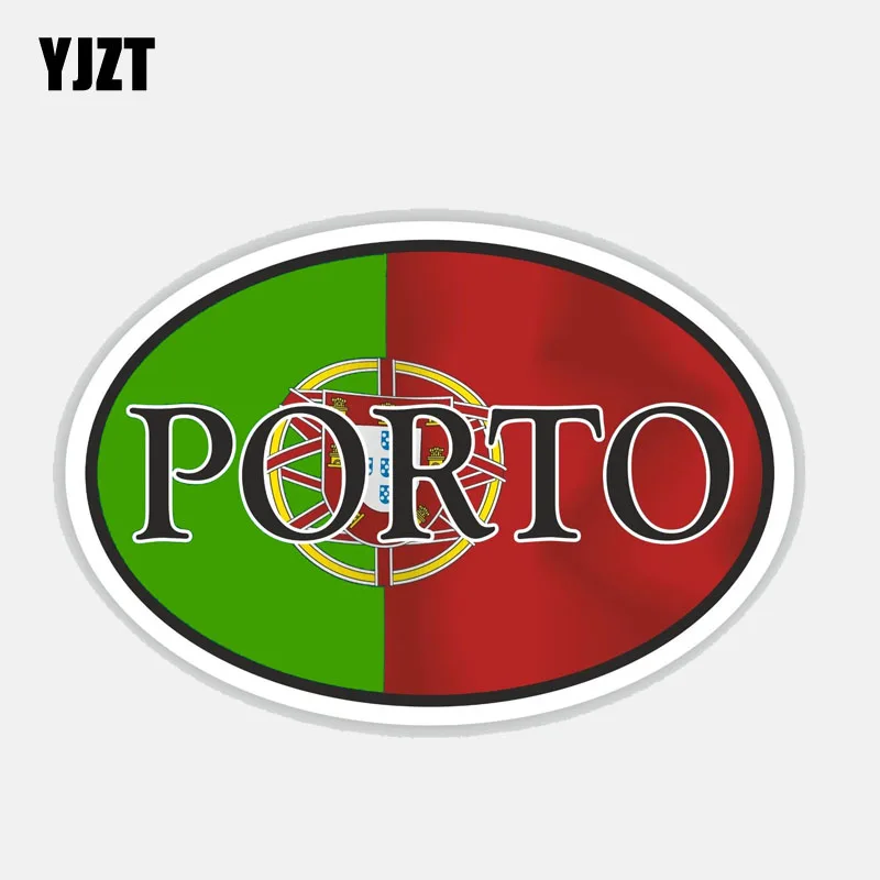 Фото YJZT 12 9 см * 8 6 креативный Овальный флаг Порто Португалии наклейка на мотоцикл